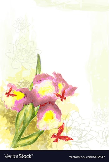 Grunge floral background with butterflies vector image