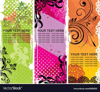 grunge floral banners with text space set
