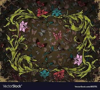 Grunge floral frame vector image