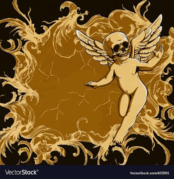 Grunge floral frame with angel vector image