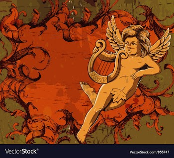 Grunge floral frame with angel vector image