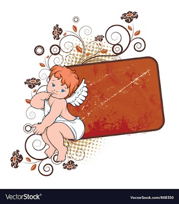 Grunge floral frame with angel vector image