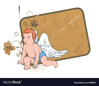 Grunge floral frame with angel vector image