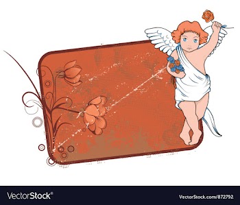 Grunge floral frame with angel vector image