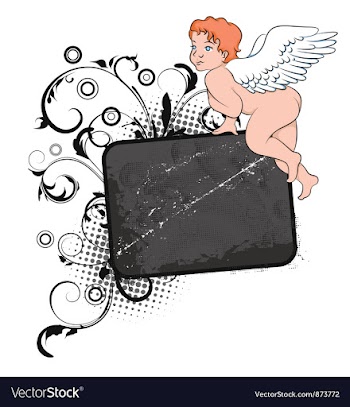 Grunge floral frame with angel vector image