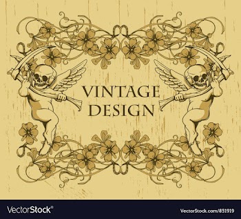 Grunge floral frame with angels vector image