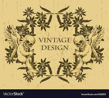 Grunge floral frame with angels vector image