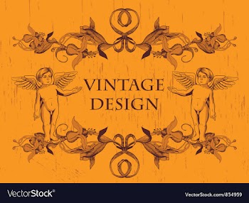 Grunge floral frame with angels vector image