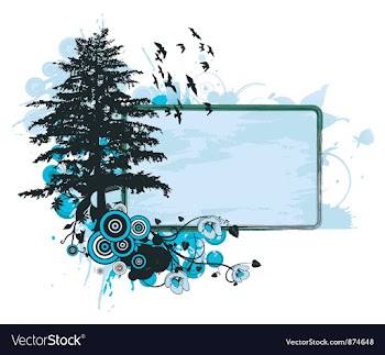 Grunge floral frame with tree vector image