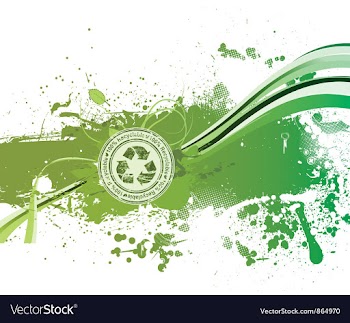Grunge green background with recycle stamp vector image