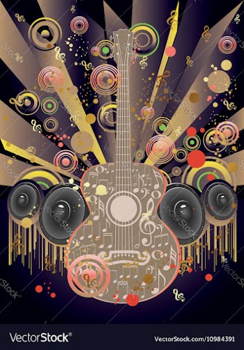 Grunge Guitar and Loudspeakers2 vector image