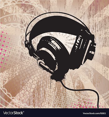Grunge headphones vector image