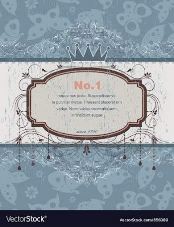 Grunge label with floral vector image