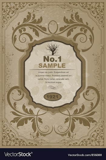 Grunge label with floral vector image