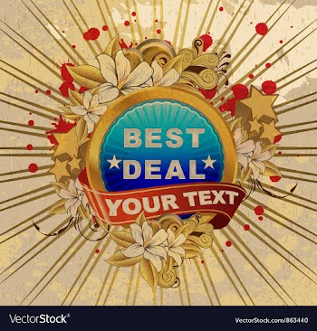 Grunge label with floral vector image