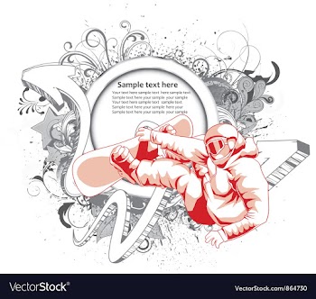 Grunge label with snowboarder vector image