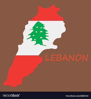 Grunge map of lebanon with lebanese flag vector image