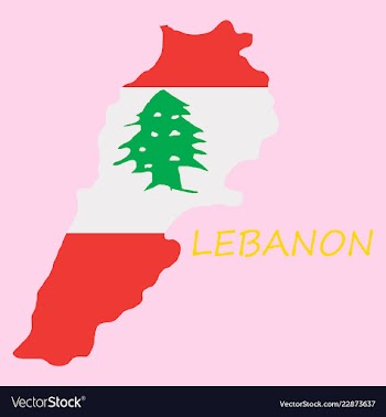 Grunge map of lebanon with lebanese flag vector image