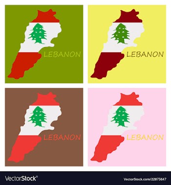 Grunge map of lebanon with lebanese flag vector image