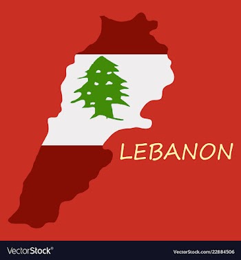 Grunge map of lebanon with lebanese flag vector image