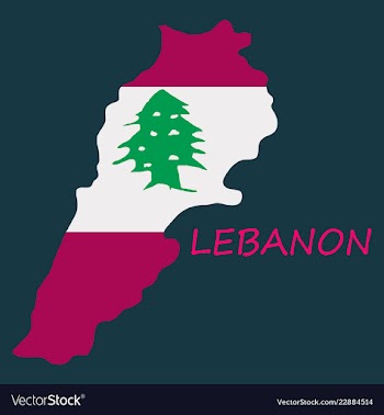 Grunge map of lebanon with lebanese flag vector image
