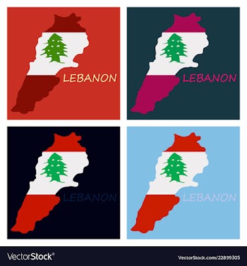 Grunge map of lebanon with lebanese flag vector image
