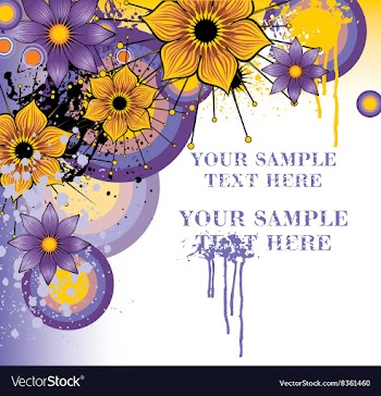 Grunge Purple Floral Background with Text Space vector image