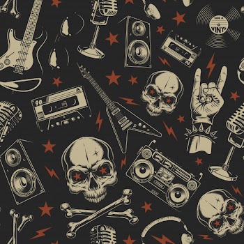 Grunge seamless pattern with skulls Free Vector