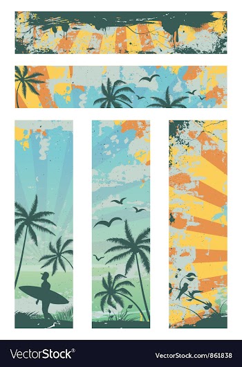 Grunge summer banners vector image