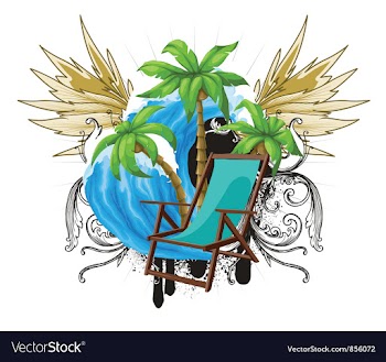 Grunge summer emblem vector image