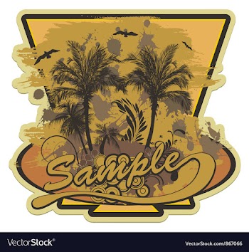 Grunge summer label with palm trees vector image