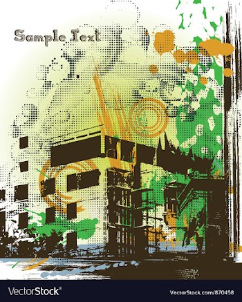 Grunge urban background with halftone vector image