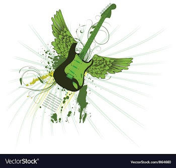 Grunge vintage emblem with guitar vector image