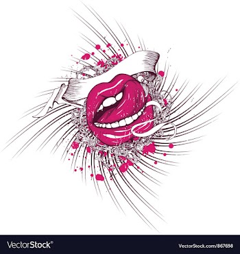 Grunge vintage emblem with mouth vector image