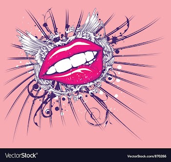 Grunge vintage emblem with mouth vector image