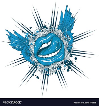 Grunge vintage emblem with mouth vector image