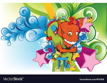 Grunge with funny monsters vector image