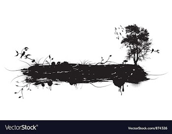 Grunge with tree and birds vector image