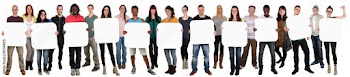 Gruppe junge Leute People halten Textfreiraum für elf Buchstabe