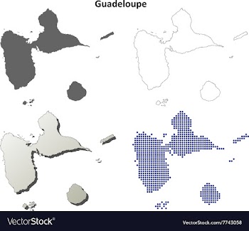 Guadeloupe outline map set vector image