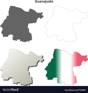 Guanajuato blank outline map set vector image