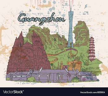 Guangzhou doodles vector image
