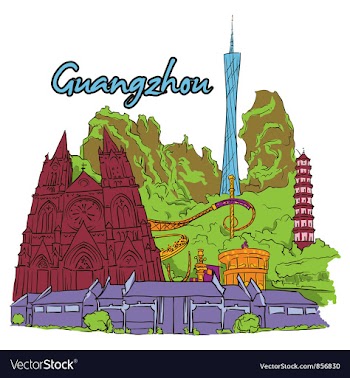 Guangzhou doodles vector image