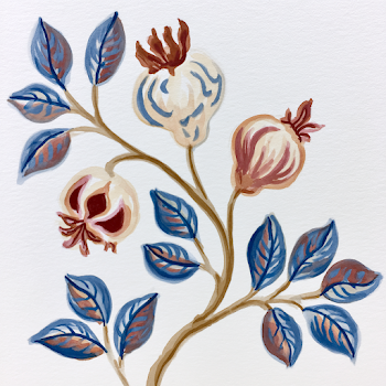Guava Watercolor Illustration in William Morris Style