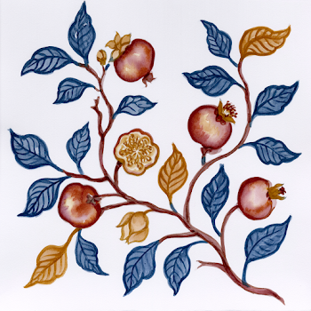 Guava Watercolor Illustration in William Morris Style