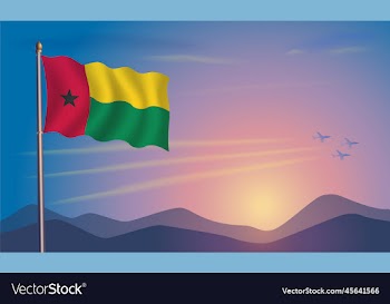 guinea bissau flag in the morning sun