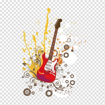Guitar Art Illustration, Watercolor Guitar transparent background PNG clipart