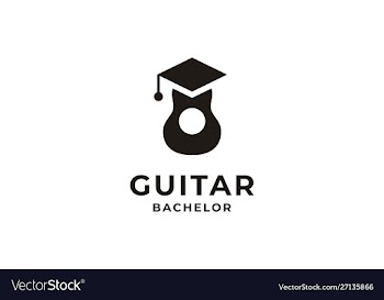 Guitar graduate university logo design vector image