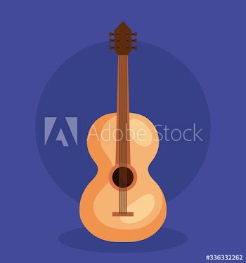guitar instrument musical in blue background design