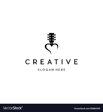 Guitar love musical creative business logo design vector image